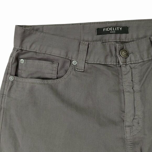 Fidelity Denim Pants Mens 33x35 Gray Flat Front Straight Leg Twill Stretch - Picture 3 of 12